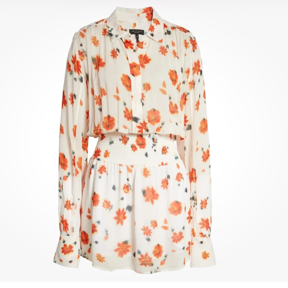 NWT Rag & Bone Bailey Smocked Floral Blouse Dress Small